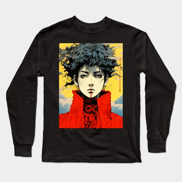 Androgynous Person: Celestial Ambiguity on a Dark Background Long Sleeve T-Shirt by Puff Sumo